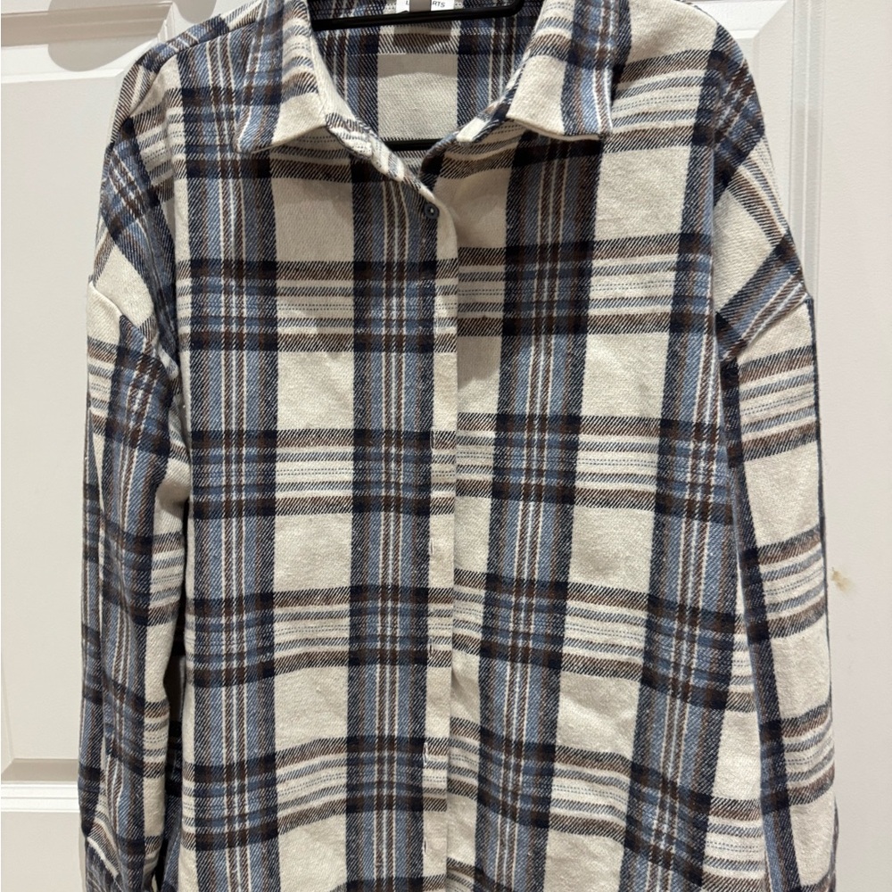 La Hearts Blue and Brown Plaid Shirt